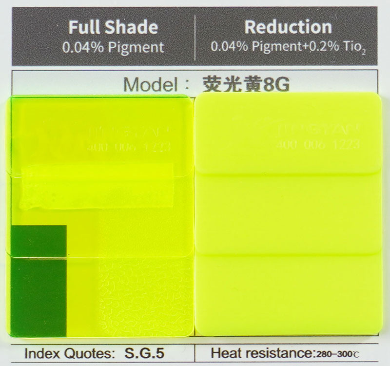 潤巴熒光染料溶劑綠5色卡實拍圖